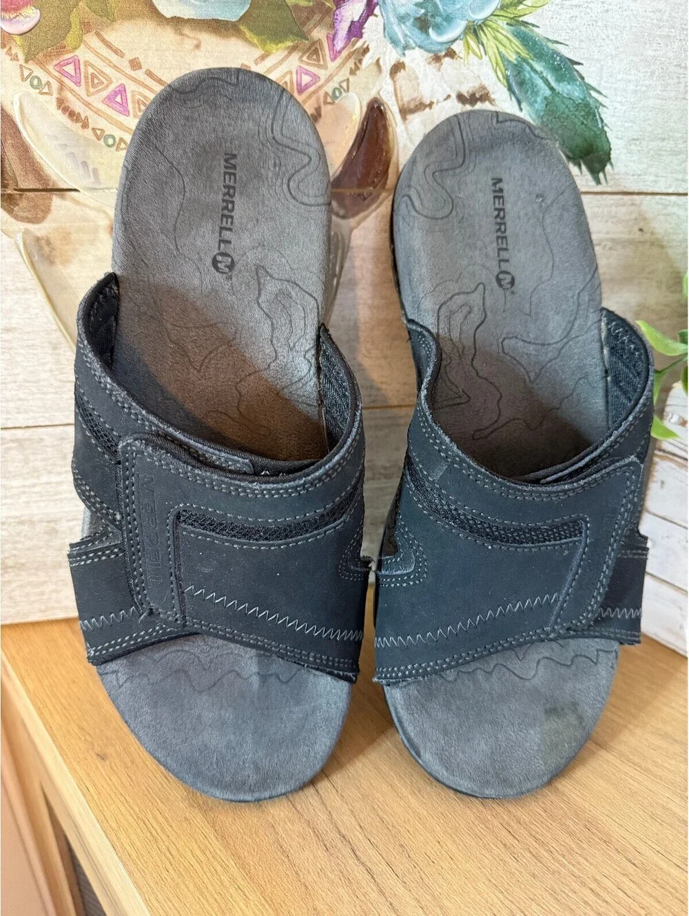 Merrell Men's Black Granite Adjustable Slide Sandals Size 8